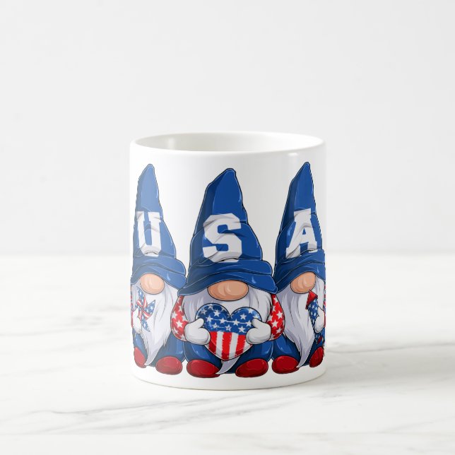 4. Juli USA Gnomes T - Shirt Kaffeetasse (Mittel)