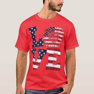 4. Juli USA Liebe Sunflower Patriotic American T-Shirt