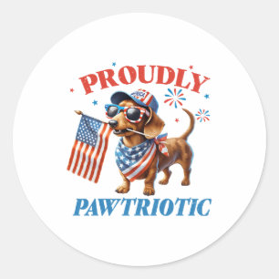 4. Juli USA Patriotic Dog Proudly Runder Aufkleber
