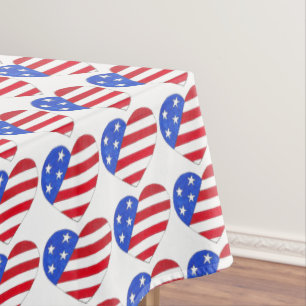 4. Juli USA Patriotic Stars Stripes Herz Print Tischdecke