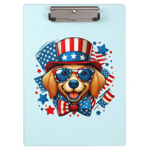 4. Juli USA Patriotischer Hund Unabhängigkeitstag Klemmbrett