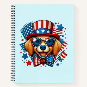 4. Juli USA Patriotischer Hund Unabhängigkeitstag Notizbuch
