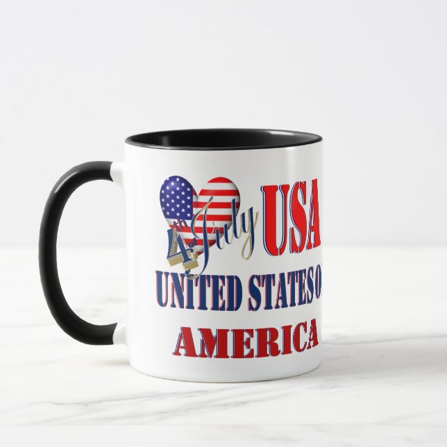 4. Juli USA T - Shirt Classic Round Sticker Coff Tasse (Links)