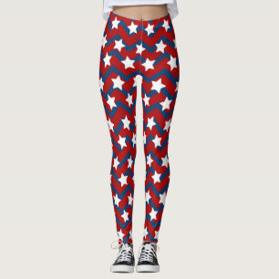 4. Juli USA Unabhängigkeitstag White Stars Blue Re Leggings