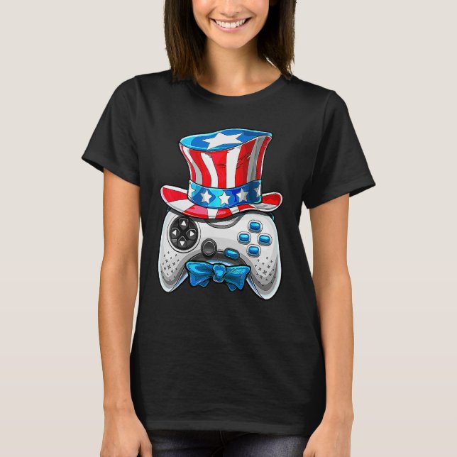 4. Juli Video Game American Flag Uncle Sam Gam T-Shirt (Vorderseite)