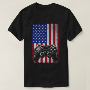 4. Juli Video Game Gamer USA Flag T-Shirt