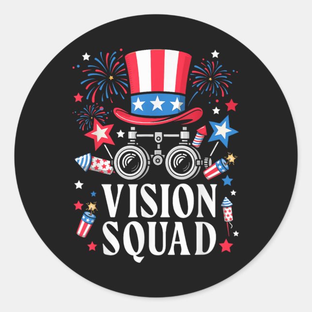 4. Juli Vision Squad Optometrie Optome Runder Aufkleber (Vorderseite)