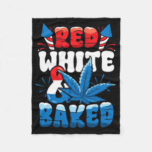 4. Juli Weed Red White Byked Funny Fleecedecke