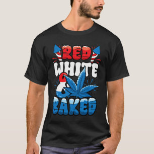 4. Juli Weed Red White Byked Funny T-Shirt