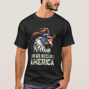 4. Juli Weißkopfseeadler Cowboy Western Gott segne T-Shirt