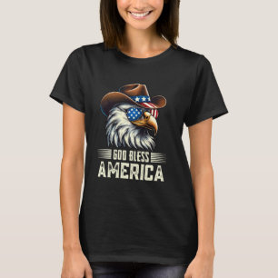4. Juli Weißkopfseeadler Cowboy Western Gott segne T-Shirt