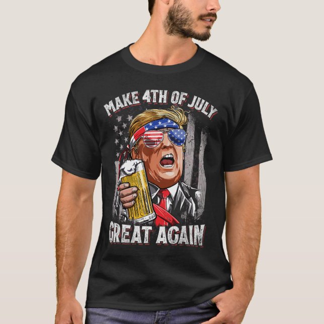 4. Juli wieder große Männer trinken Bier Spaß T-Shirt (Vorderseite)