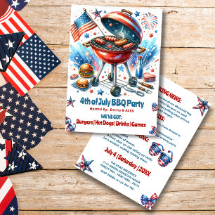 4. Juli Wiedersehen Bakyard Grillen Party Einladung