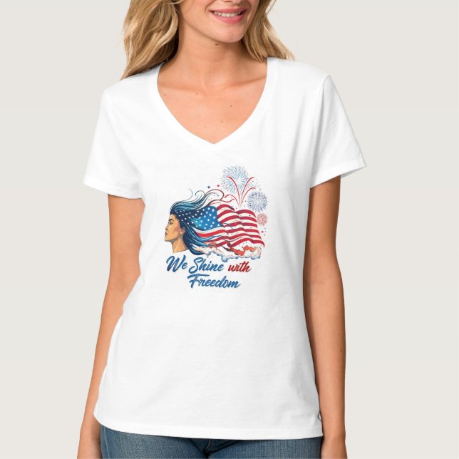 4. Juli - "Wir glänzen vor Freiheit" T-Shirt (Vorderseite)