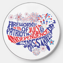 4. Juli Wireless Charger - USA Karte Fireworks D