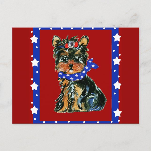 4. Juli Yorkie Poo Postkarte (Vorderseite)