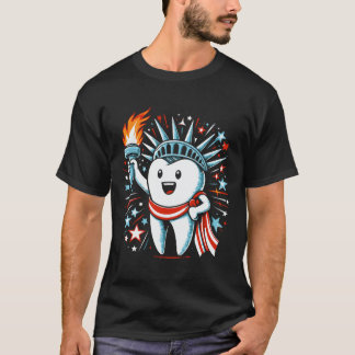 4. Juli Zahnarztzahnarzt Zahnärzte Patriotische Fr T-Shirt