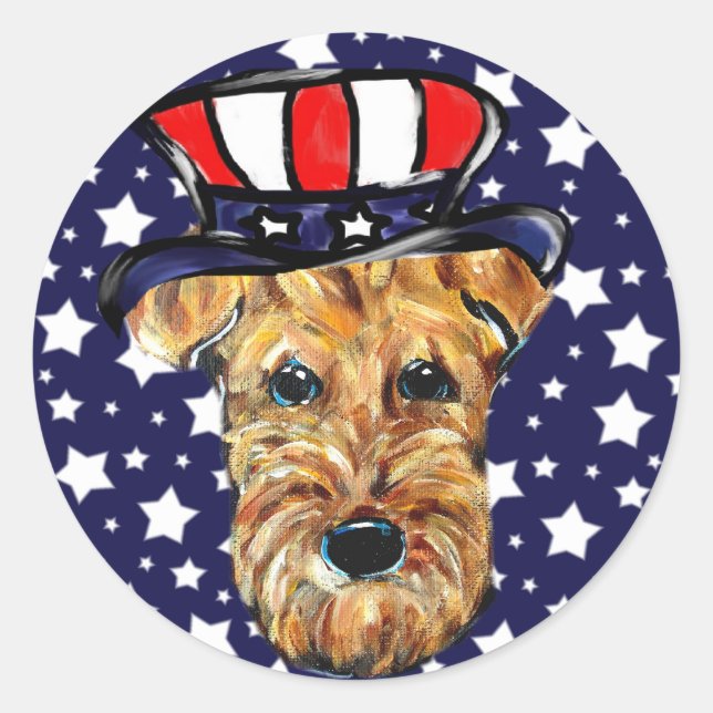4. JULY AIREDALE Classic Round Sticker (Vorderseite)