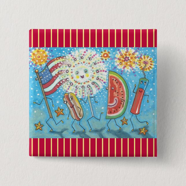 4. JULY GANG & FIREWORKS BUTTON Square (Vorderseite)
