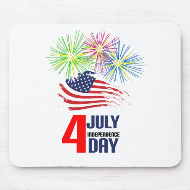 4 July - Independence Day with Flag and Fireworks Mousepad (Vorne)