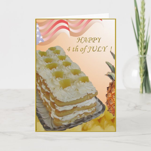 4. july Karte mit Ananasskuchen und Rezeption (Vorderseite)