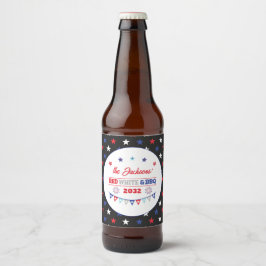4. july Red white und GRILLEN Familienname patriot Bierflaschenetikett