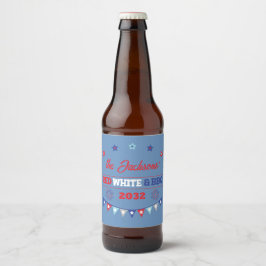 4. july Red white und GRILLEN Familienname patriot Bierflaschenetikett