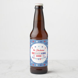 4. july Red white und GRILLEN Familienname patriot Bierflaschenetikett