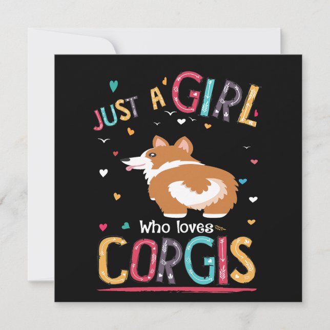 4 Just A Girl Who Loves Corgi Einladung (Vorderseite)