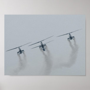4 Kampfhubschrauber der Kobra-AH-1 in S.C. Poster