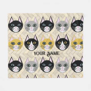 4 Katzen, Herringbone Beige Fleecedecke