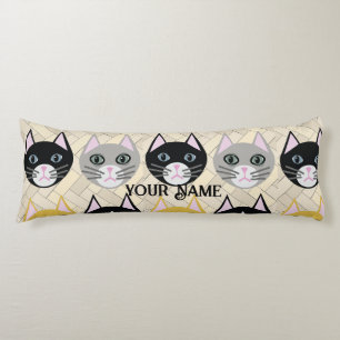 4 Katzen, Herringbone Beige Seitenschläferkissen