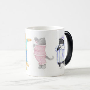 4 KATZEN IN PAJAMAS Zauberhafte Morphing-Tasse Verwandlungstasse