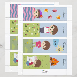 4 Kawaii Camping Friends Editable Lesezeichens