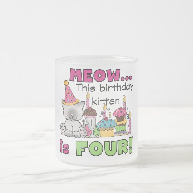 4. Kitten Geburtstag T - Shirt und Geschenke Mattglastasse (Mittel)