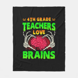 4. Klasse Lehrer Brains Skeleton Hand Heart Hall Fleecedecke