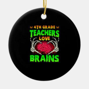 4. Klasse Lehrer Brains Skeleton Hand Heart Hall Keramik Ornament