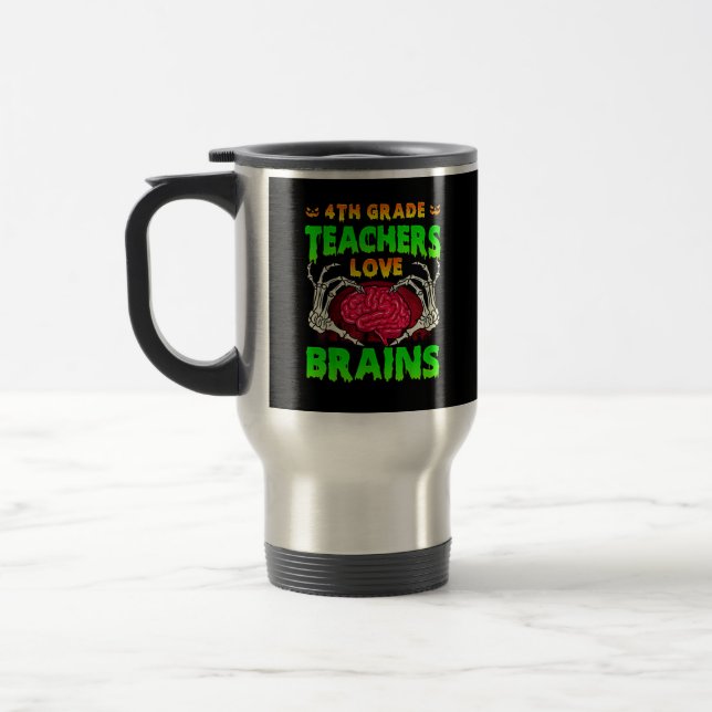 4. Klasse Lehrer Brains Skeleton Hand Heart Hall Reisebecher (Links)