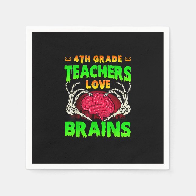 4. Klasse Lehrer Brains Skeleton Hand Heart Hall Serviette (Vorderseite)