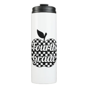 4. Klasse Lehrer Checkered Apple Thermosbecher