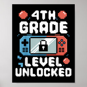 4. Klasse Level freigeschaltete Videospiel-Geschen Poster
