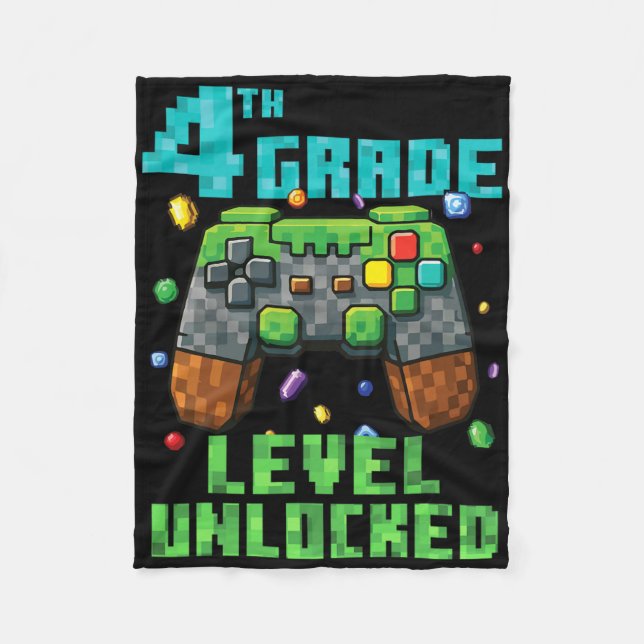 4. Klasse Level freigeschalteter Gamer Controller  Fleecedecke (Vorderseite)