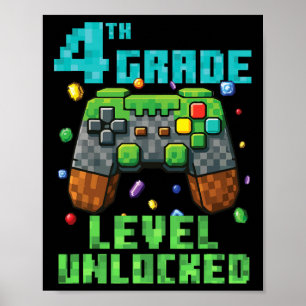 4. Klasse Level freigeschalteter Gamer Controller Poster