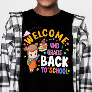 4. Klasse Messy Hair Bun Girl Zurück zur Schule T-Shirt
