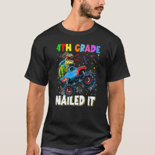 4. Klasse Nails It Dinosaur Rex Monster Truck Gra T-Shirt