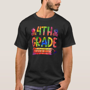 4. Klasse Stift Gefärbte Krawatte zurück zum Schul T-Shirt