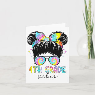 4. Klasse Vibes Messy Hair Bun Girl Ck zur Schule Karte