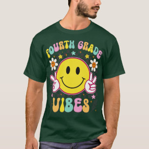 4. Klasse Vibes Retro Lächeln Gesicht zurück zur S T-Shirt