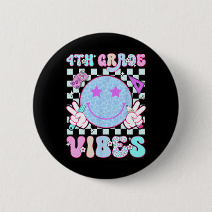 4. Klasse Vibes Smiley Gesicht Zurück zur Schule T Button