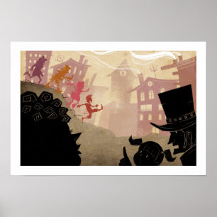 4 kleine Monster - gehend durch Stadt Poster
